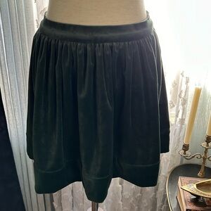 Dark mint velvet mini skirt